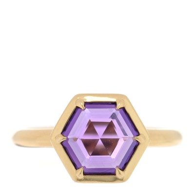 18K Yellow Gold Amethyst Small Paloma Picasso Studio Hexagon Ring 47 4
