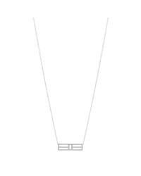 18K White Gold Diamond Tiffany T Two Open Horizontal Bar Pendant