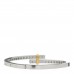 Platinum 18K Yellow Gold Diamond Edge Hinged Bypass Bangle Bracelet