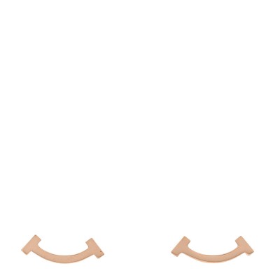 18K Rose Gold T Smile Stud Earrings