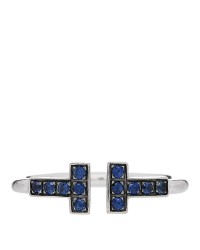 18K White Gold Blue Sapphire T Wire Ring 48 4.5