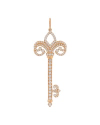 18K Rose Gold Diamond .54ct Fleur De Lis Key Pendant