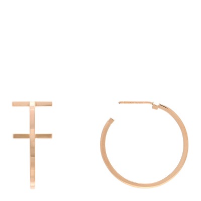 18K Rose Gold Medium T Wire Hoop Earrings