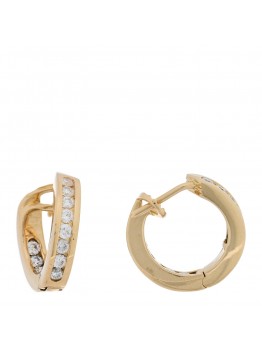 18K Yellow Gold Diamond .73ctw Inside-Out Hoop Earrings