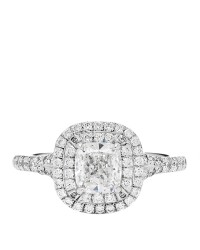 Platinum Diamond .71ct Soleste Cushion Cut Double Halo Engagement Ring 48 4.5