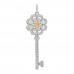 Platinum 18K Yellow Gold Diamond Fancy Yellow Diamond Rose Key Pendant