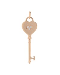 18K Rose Gold Diamond Heart Key Pendant
