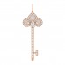 18K Rose Gold Diamond Mother of Pearl Fleur De Lis Key Pendant