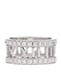18K White Gold Diamond Wide Atlas Open Ring 52 6
