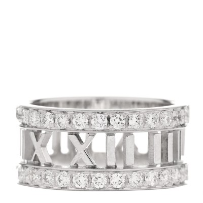 18K White Gold Diamond Wide Atlas Open Ring 52 6
