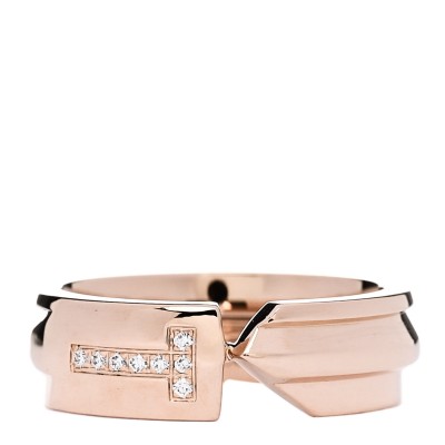 18K Rose Gold Diamond Modern Keys Ring 48 4.5