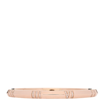 18K Rose Gold Diamond Atlas Closed Narrow Hinged Bangle Bracelet