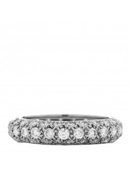 Platinum Diamond Etoile Three-Row Band Ring 47 4