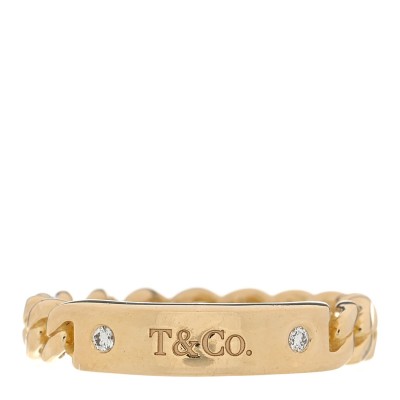 18K Yellow Gold Diamond Micro Link Ring 47 4