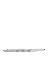 18K White Gold Diamond Narrow Tiffany Lock Half Pave Bangle Bracelet