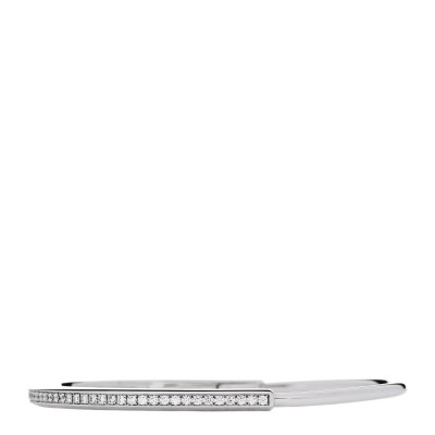 18K White Gold Diamond Narrow Tiffany Lock Half Pave Bangle Bracelet