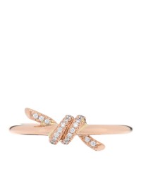 18K Rose Gold Diamond Small Knot Ring 52 6