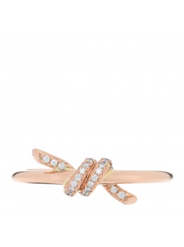 18K Rose Gold Diamond Small Knot Ring 52 6