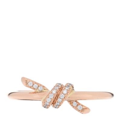 18K Rose Gold Diamond Small Knot Ring 52 6