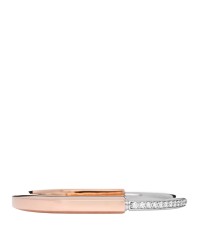 18K Rose White Gold Diamond Tiffany Lock Half Pave Bangle Bracelet