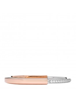 18K Rose White Gold Diamond Tiffany Lock Half Pave Bangle Bracelet