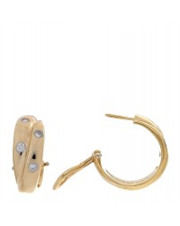 18K Yellow Gold Platinum Diamond Crossover Etoile Hoop Earrings