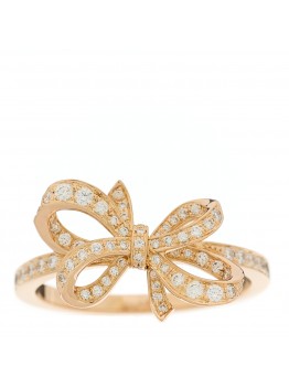 18K Rose Gold Diamond Double Bow Ring 51 5.75
