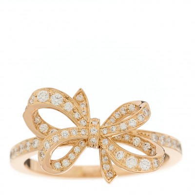 18K Rose Gold Diamond Double Bow Ring 51 5.75