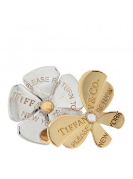 18K Yellow Gold Sterling Silver Return to Tiffany Love Bugs Butterfly Flower Ring 47 4