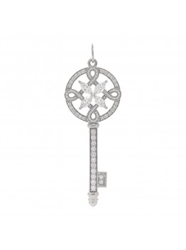 Platinum Diamond Victoria Round Key Pendant