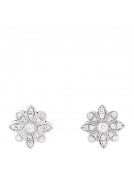 Platinum Diamond Daisy Flower Earrings