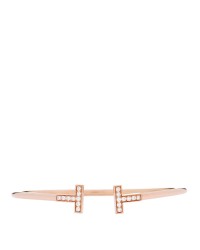 18K Rose Gold Diamond T Wire Bracelet