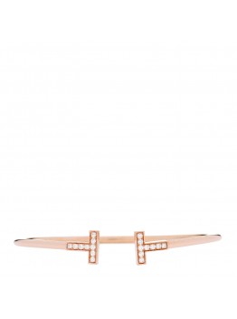 18K Rose Gold Diamond T Wire Bracelet