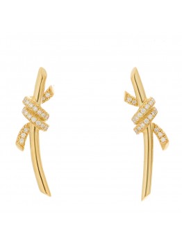 18K Yellow Gold Diamond Tiffany Knot Earrings
