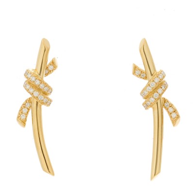 18K Yellow Gold Diamond Tiffany Knot Earrings