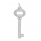 18K White Gold Diamond Mini Vintage Oval Key Pendant