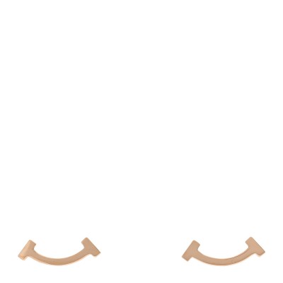 18K Rose Gold T Smile Stud Earrings