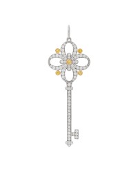 Platinum 18K Yellow Gold Yellow Diamond Victoria Key Pendant