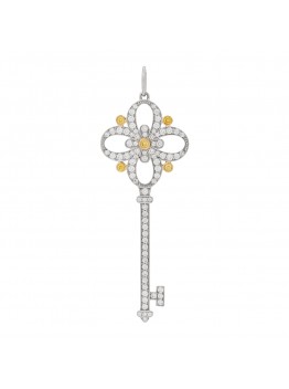 Platinum 18K Yellow Gold Yellow Diamond Victoria Key Pendant