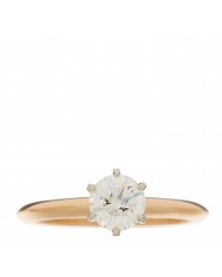 Platinum 18K Rose Gold Diamond .82ct Solitaire Engagement Ring 54 7