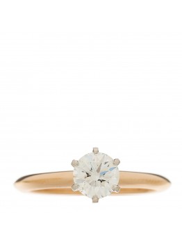 Platinum 18K Rose Gold Diamond .82ct Solitaire Engagement Ring 54 7