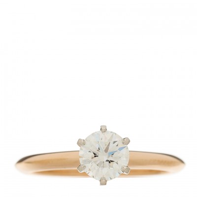 Platinum 18K Rose Gold Diamond .82ct Solitaire Engagement Ring 54 7