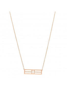 18K Rose Gold Diamond Tiffany T Two Open Horizontal Bar Pendant