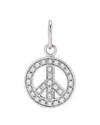 18K White Gold Diamond Mini Peace Charm Pendant