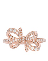 18K Rose Gold Diamond .20ct Double Bow Ring 53 6.25
