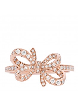 18K Rose Gold Diamond .20ct Double Bow Ring 53 6.25