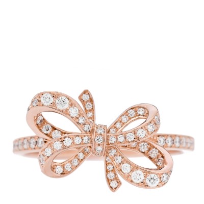 18K Rose Gold Diamond .20ct Double Bow Ring 53 6.25