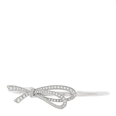 18K White Gold Diamond Medium Bow Cuff Bracelet