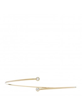 18K Yellow Gold Diamond Hoop Single Row Bangle Bracelet