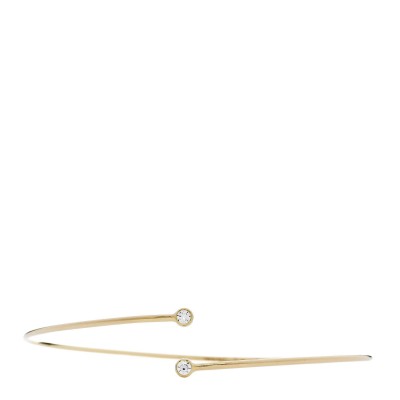 18K Yellow Gold Diamond Hoop Single Row Bangle Bracelet